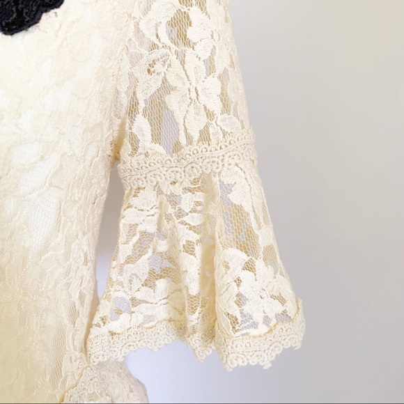 (4 for $20) FREE PEOPLE Boho Ivory Lace PeplumTop Sz S - Picture 3 of 12